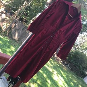 Red button-down business dress